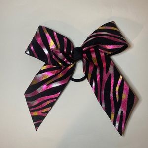 Zebra stripe cheer bow